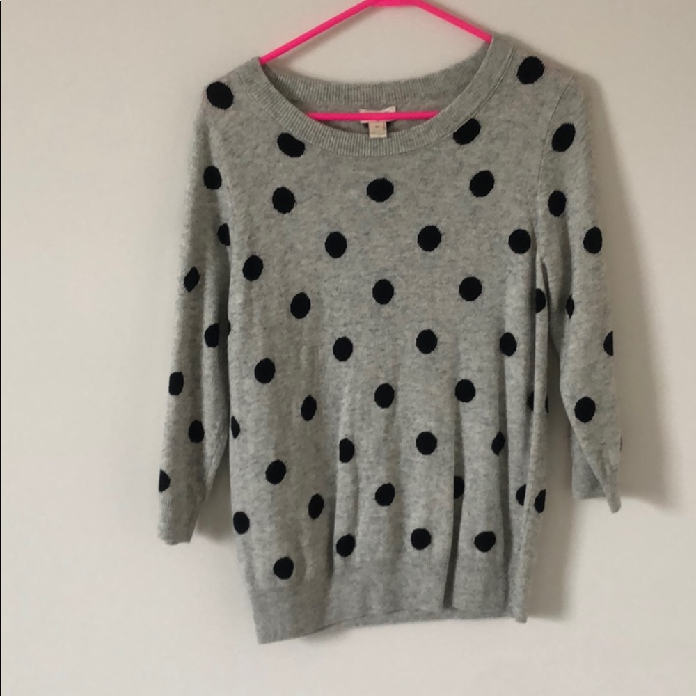 J. Crew gray and black polka dot sweater